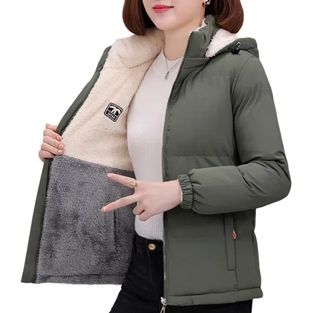 左岸 时尚连帽棉质舒适柔软亮丽纯色可拆卸帽子正反两穿休闲百搭防寒防风保暖棉服 女款