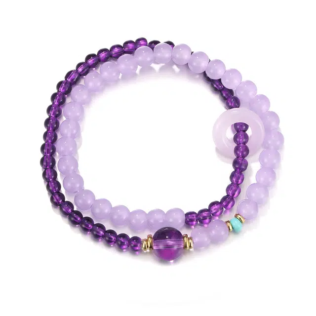 珂里 好运双环手饰简约小众设计感高级感双层叠戴百搭气质时尚精致 好运 琉璃 手串 女款