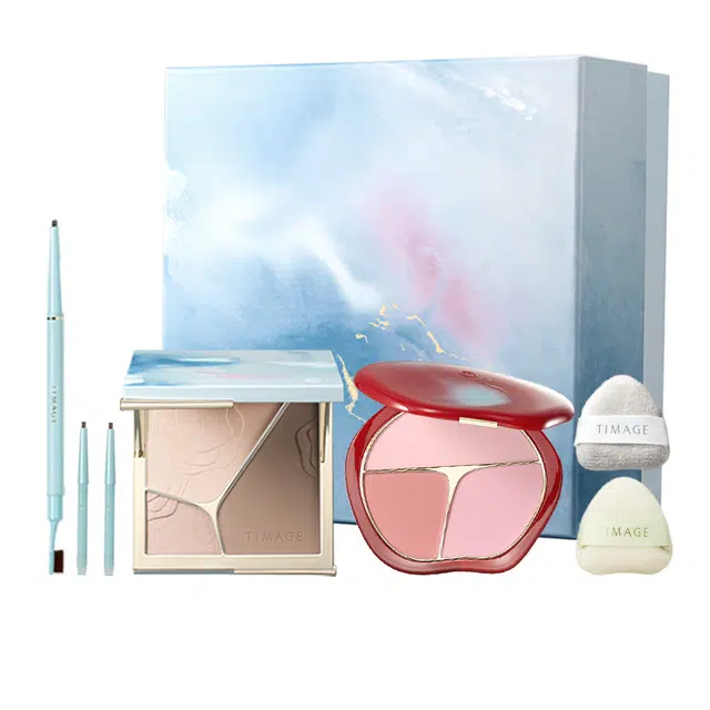 彩棠 三色修容一体盘腮红彩妆套装 易上色丝绒细闪自然亮泽清透气色提亮肤色修饰肤色修饰轮廓 膨胀收缩色甜美