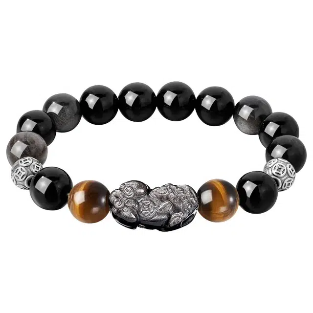 琛宬 【吞金兽财运亨通】貔貅招财纳福新中式国潮文艺时尚百搭 恋爱告白精美礼盒#好运天然 黑曜石 手串 男款