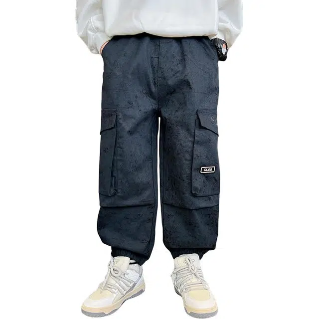 黑恐龙牛仔裤 宽松春秋季儿童休闲长裤 青少年