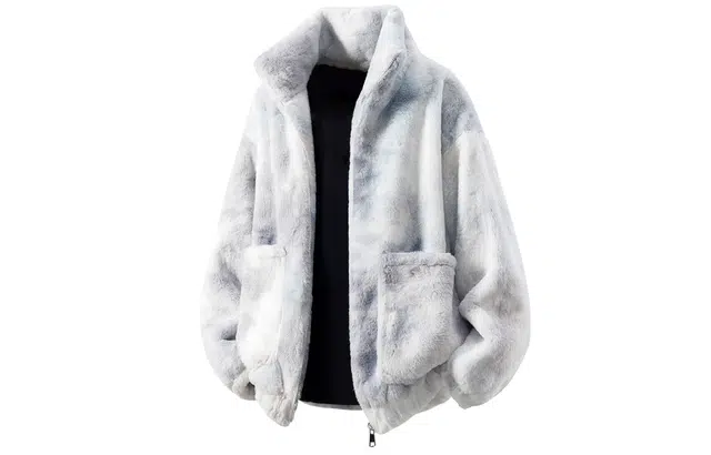 徐太浪 羊羔绒扎染外套仿兔毛立领宽松加厚情侣皮草棉服 男女同款