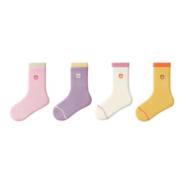 棉奇熊 棉袜抗菌防臭纯色卡通袜子儿童款