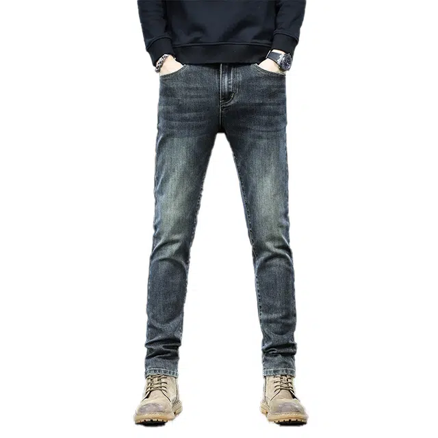 吉肯蒂 复古高端男士修身小脚弹力时尚长裤牛仔裤 男款