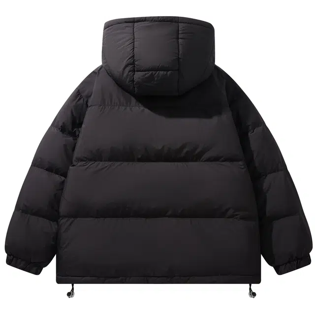帕丁顿熊 基础款简约字母发泡印花纯色宽松休闲泡芙云朵面包服防风防寒保暖连帽加厚羽绒服外套 男女同款