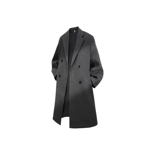 零氏 经典纯色过膝长款简约双排扣翻领加厚保暖大衣 男女同款