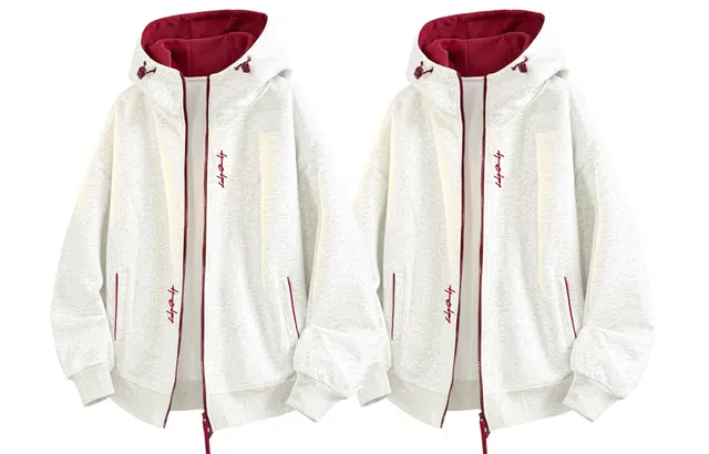 陆与山屿 美式复古长袖连帽卫衣拼接拉链户外运动情侣套装