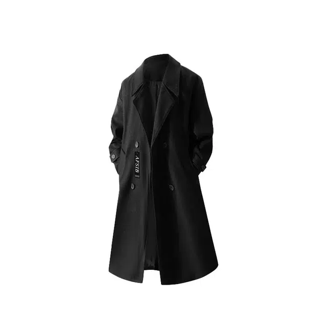 艾梵斯贝 美式复古潮流纯色经典简约设计款西装领毛呢双排扣日常通勤百搭宽松休闲时尚高级感气质轻奢老钱风情侣款大衣 男女同款