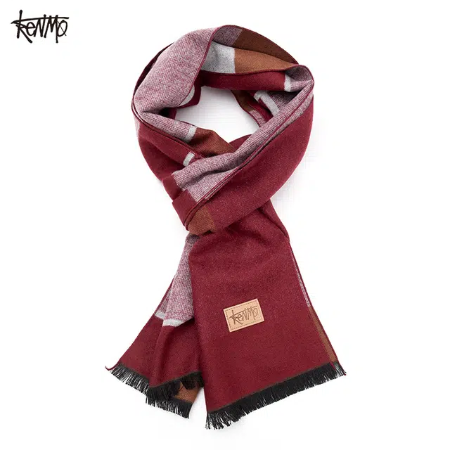肯默 经典格子复古英伦风 聚酯纤维 绒线围巾 男女同款情侣款