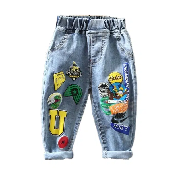 吉姆沃克牛仔裤 春秋长裤男童弹力 中小童宽松洋气男宝宝小脚裤