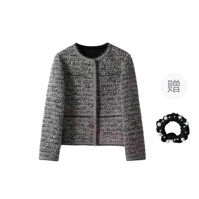 雾闪闪 高级感时尚短款小香风外套女春秋款轻奢设计感女士秋季上衣 夹克 女款