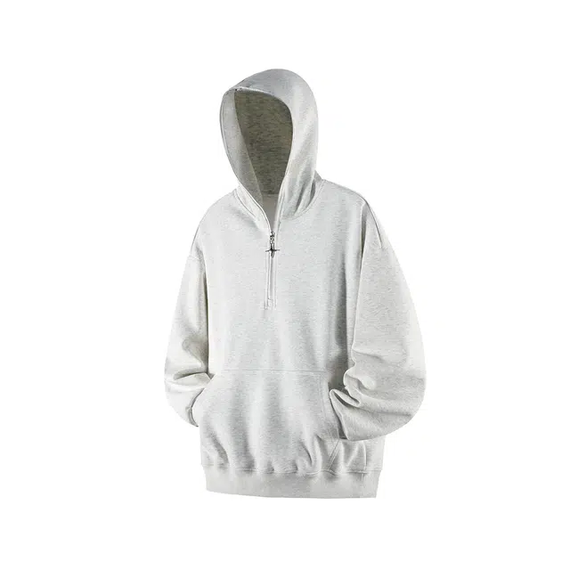 梓润格 美式复古简约百搭酷飒帅气个性舒适户外运动高级炸街青春学院风无性别主义校园风设计高街垂感潮牌半拉链连帽卫衣 男女同款