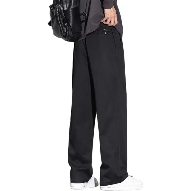 协协乐 高街风纯色轻商务秋冬季美式潮牌复古宽松直筒阔腿垂坠感青少年痞帅百搭运动长裤休闲裤 男款