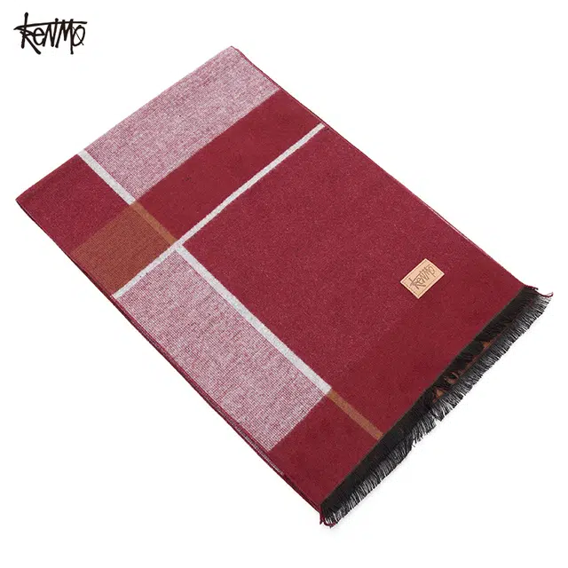 肯默 经典格子复古英伦风 聚酯纤维 绒线围巾 男女同款情侣款