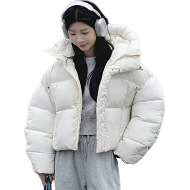 丝絮丝绸 冬季时尚美式肯豆面包服连帽外套棉服 女款