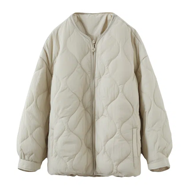 潞优野 简约宽松舒适保暖百搭装饰扣假两件式休闲外套棉服 女款