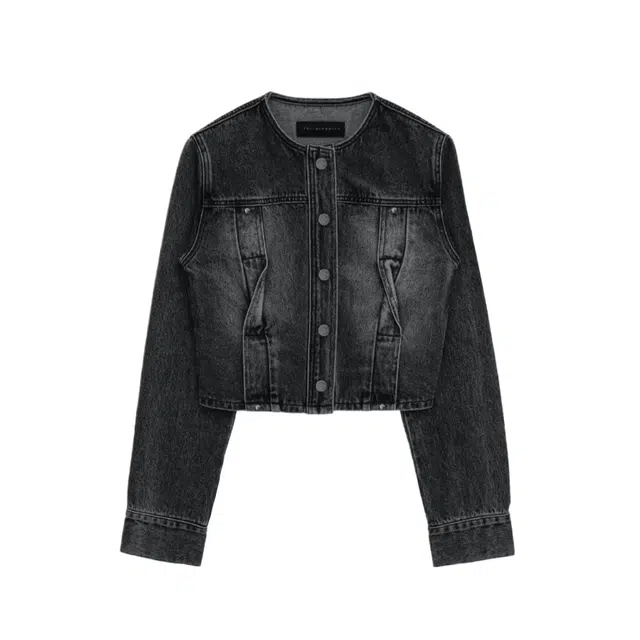 TREEMINGBIRD Twisted Non-collar Denim Set-up Jacket