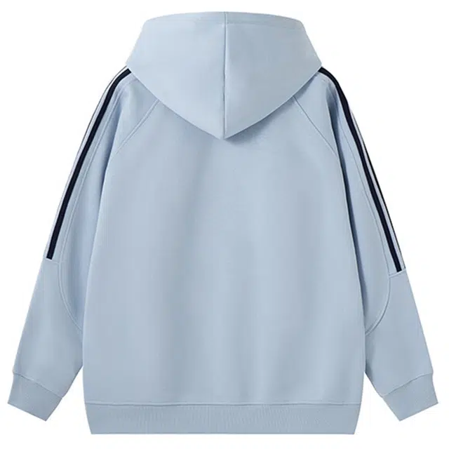 而度 美式复古字母印花连帽侧边条纹撞色宽松休闲多色百搭卫衣 男女同款