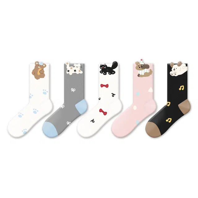 棉奇熊 可爱卡通棉袜秋季高筒袜女宝宝袜子儿童款