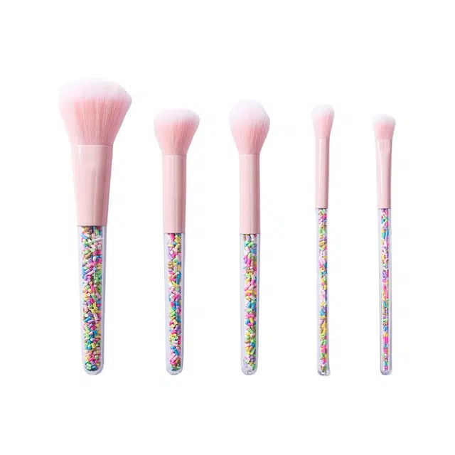 格安诺  糖果刷五支装高颜值粉色化妆刷不吃粉纤维毛彩妆套装 便携晕染