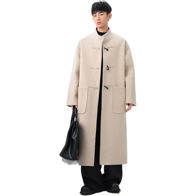 佐菲利 美式高级感西装领毛呢韩版中长款呢子外套氛围感情侣大衣 男女同款