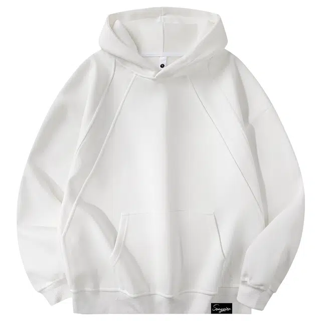 颂希尔 美式港风螺纹重磅拼接连帽宽松潮牌设计感痞帅百搭休闲外套帽衫卫衣 男女同款