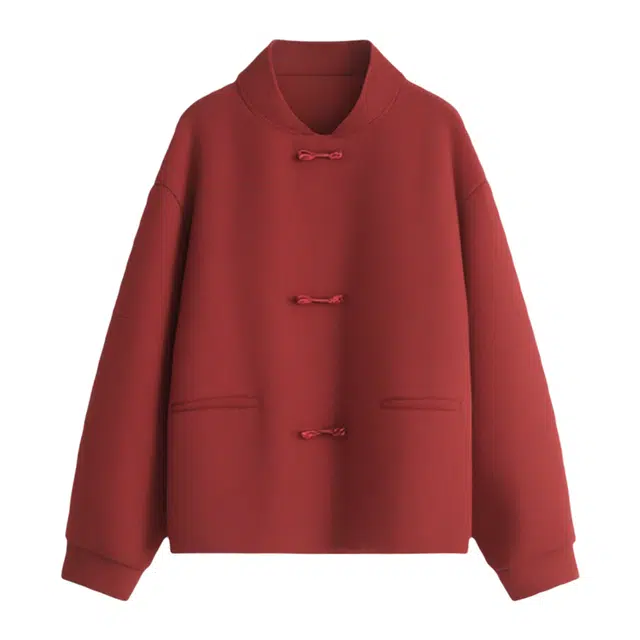 潞优野 新中式手工双面羊毛复古盘扣优雅气质保暖时尚时髦圆领外套大衣 女款