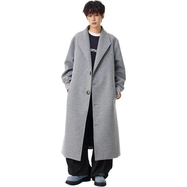 佐菲利 英伦风毛呢慵懒风韩系高个子加长呢子西装外套大衣 男女同款