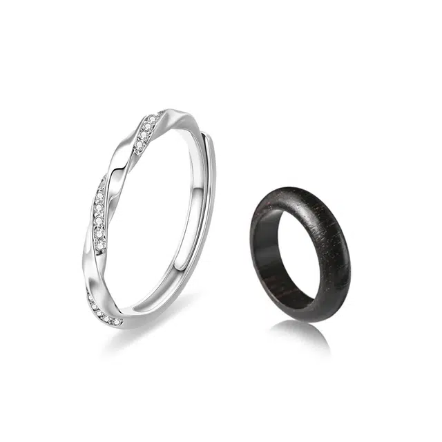 静范 莫比乌斯系列无限爱意对戒 无限环绕爱无止境 约会甜蜜经典简约显白气质时尚百搭开口可调节告白#好运 檀木 戒指 男女同款情侣款