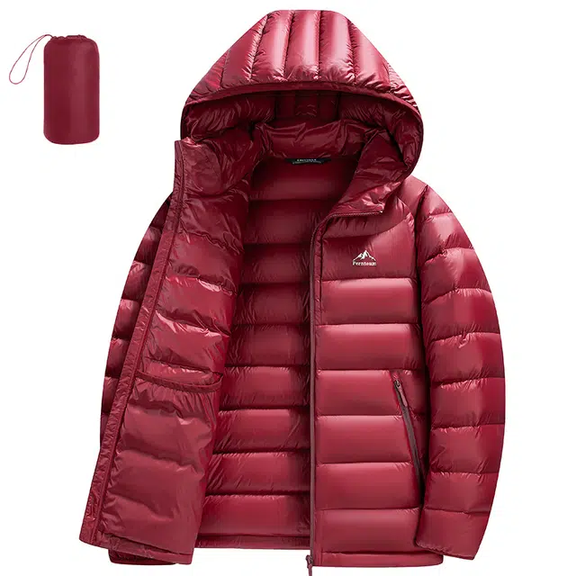 雅鹿 高充绒中老年轻薄冬季爸爸装连帽轻暖云感防寒防风保暖外套男排骨羽绒服 男款