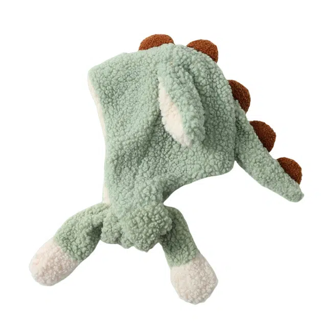 祎步康 可爱卡通恐龙气囊毛绒护耳保暖防寒造型套头 涤纶 帽子 女款