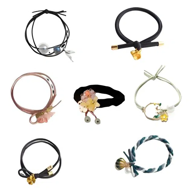 妖娆猫 一周星期头绳发饰套装礼盒小清新铃兰花四叶草头饰潮流高级感皮筋发绳头饰创意实用儿童礼品女生 发圈 女款