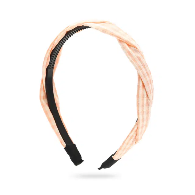 如花梦 韩系甜美格纹麻花高级感不压发 布艺 发箍 女款