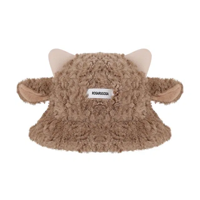 艾佳微 【乖巧小羊】韩版显脸小帽子日系可爱保暖 聚酯纤维 渔夫帽 男女同款情侣款