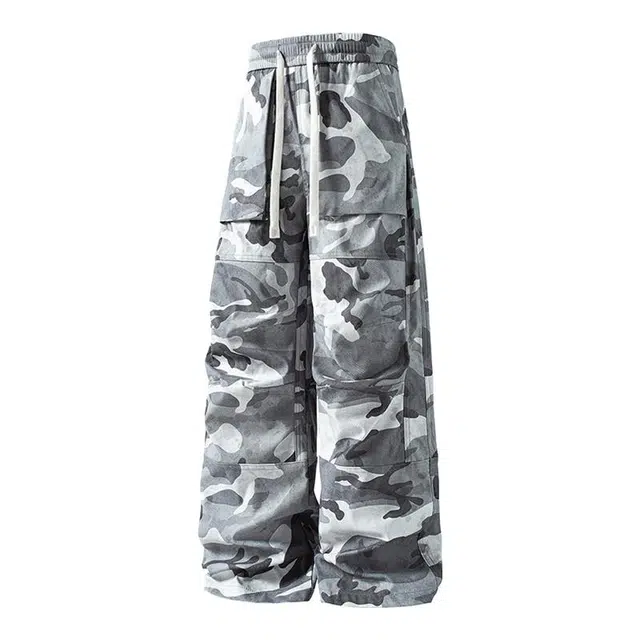 海尔斯 简约百搭满印高街舒适直筒宽松系带休闲裤 男女同款