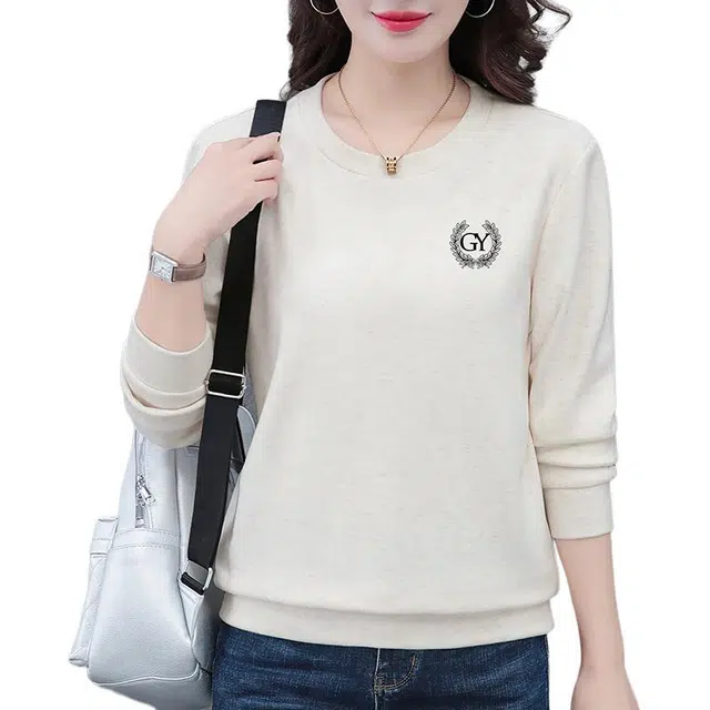 缪斯的诱惑 秋冬季柔软亲肤保暖舒适简约字母圆领设计感修身显瘦柔顺面料优雅气质精致百搭时尚上衣卫衣 女款