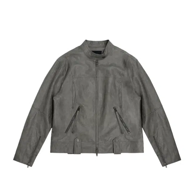 TREEMINGBIRD Over-Fit Leather Biker Jacket
