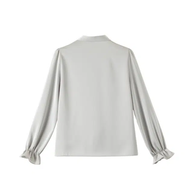 晚白 花边领设计肩部收褶垂坠顺滑衬衫 女款