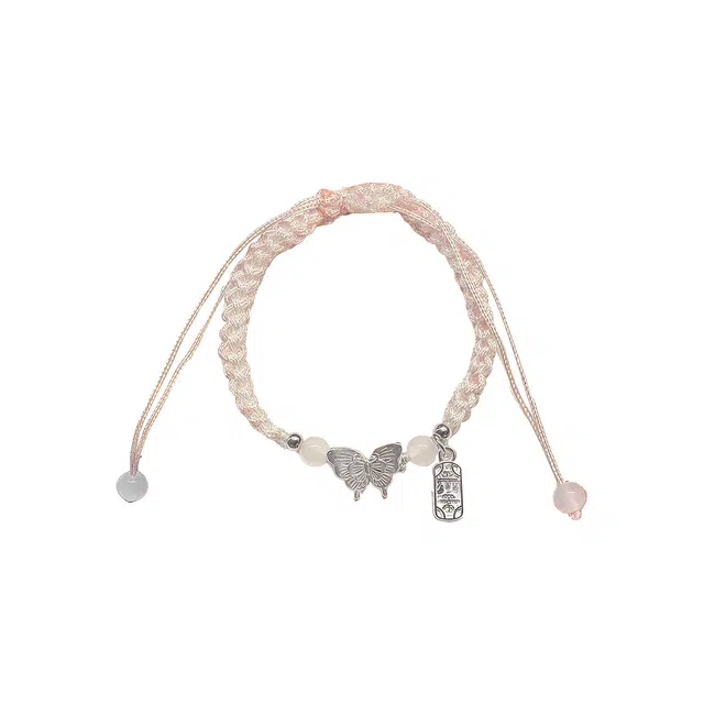 前方大荒野 蝶报平安清新蝴蝶精致小巧平安喜乐新中式轻奢小众设计独特气质 菩提根 手绳 女款