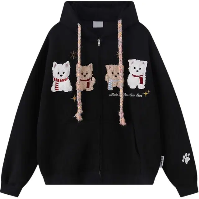 沐晓欣 美式复古早秋学生休闲百搭慵懒开衫上衣外套卫衣 女款