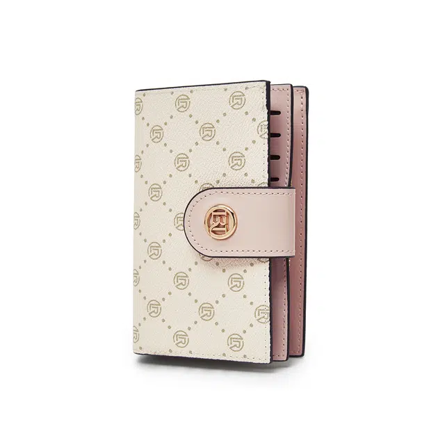 老人头 经典满印时尚小众设计多卡位多功能钱夹轻便实用卡包票夹 合成革 钱包 常规 女款 粉色