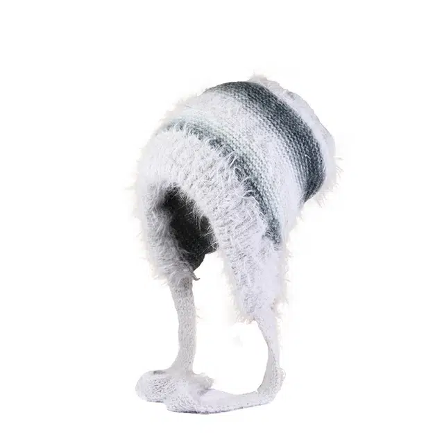 艾佳微 撞色毛绒绒针织帽子保暖加厚防风甜美可爱百搭 腈纶 绒线帽 男女同款情侣款