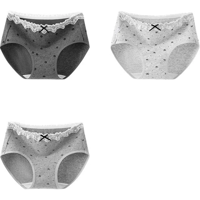 帕兰朵 防侧漏生理期女士新款纯棉抗菌全棉裆中腰月经期三角内裤 女款