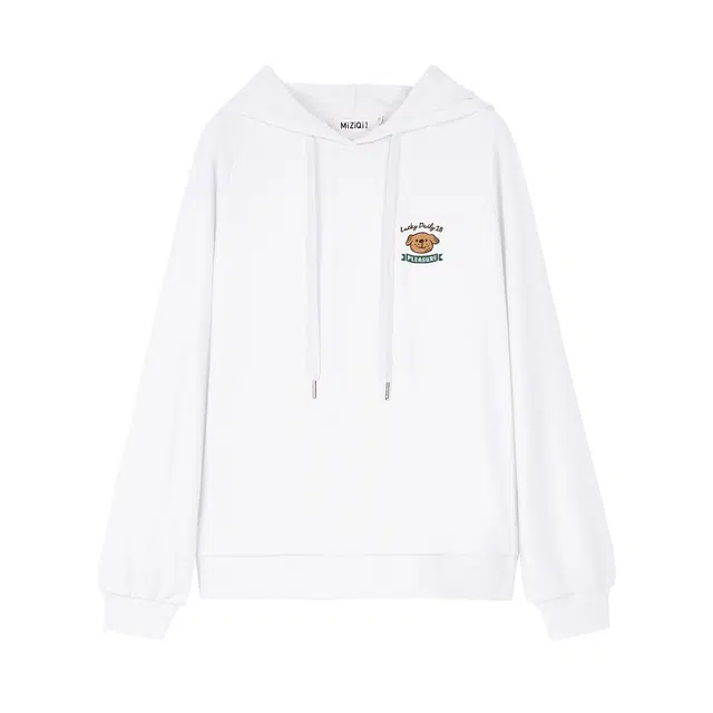 米子旗 连帽秋季字母/数字/文字常规长袖通勤套头卫衣 女款