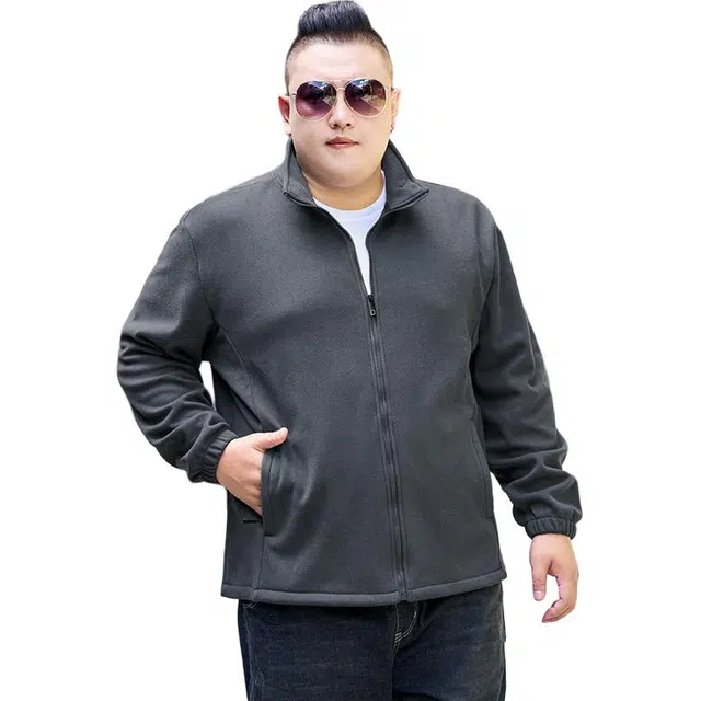 海尔斯 大码开衫纯色宽松百搭夹克外套 男款