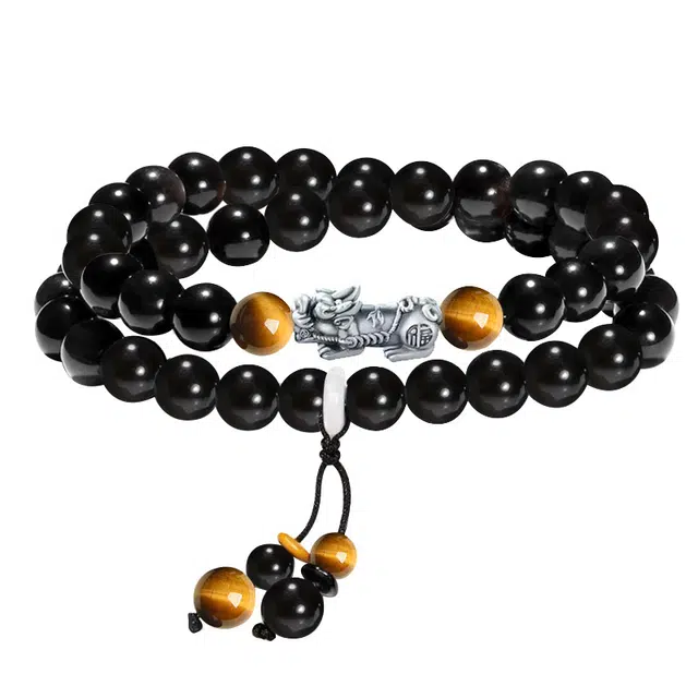 琛宬 招财吸金新中式貔貅吞金兽招财纳福平安喜乐财源滚滚转运珠复古国潮精致时尚百搭叠戴高级感#好运 黑檀 手串 男女同款情侣款