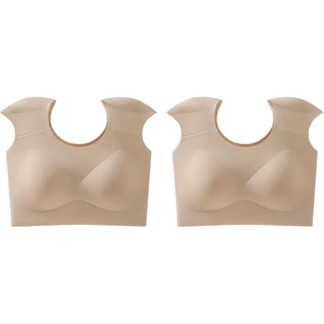 慕梵度 粉底液垫肩内衣直角肩神器隐形无痕束胸收副乳大胸显小一片式文胸 女款