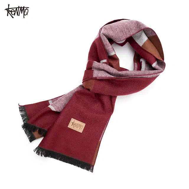 肯默 经典格子复古英伦风 聚酯纤维 绒线围巾 男女同款情侣款