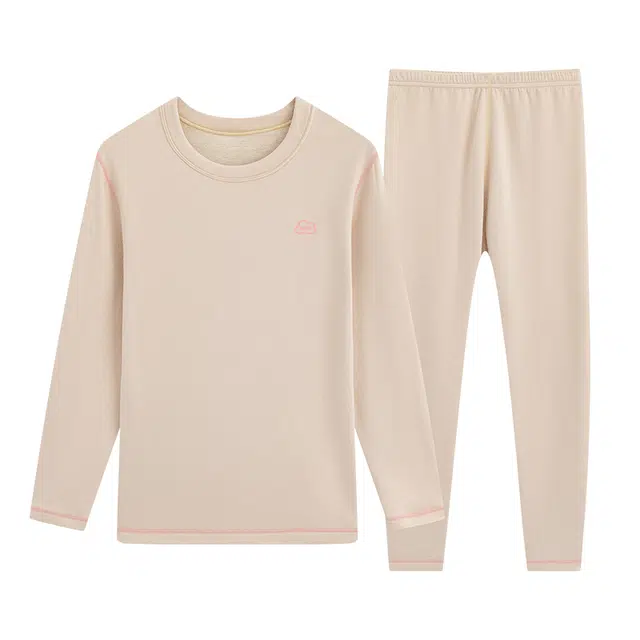 贴身领域 秋冬羊绒蚕丝德绒内衣女士初高中学生加厚秋衣秋裤女冬季保暖套装 女款