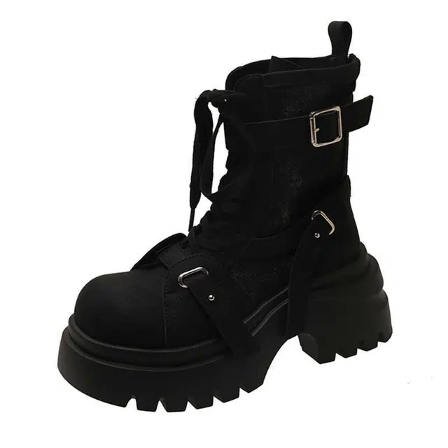 拾伍象 秋冬美拉德大黄靴沙漠机车短靴 厚底马丁靴 女